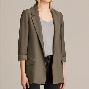 All Saints drapey oversized olive blazer
